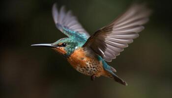 librarsi storno si diffonde iridescente Ali nel tranquillo verde natura scena generato di ai foto