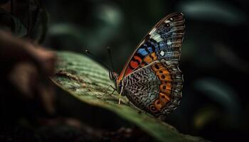 Multi colorato farfalla ala nel vicino su, in mostra naturale bellezza e fragilità generato di ai foto