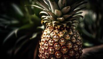 succoso giallo fetta di maturo ananas, un' tropicale rinfresco generato di ai foto