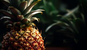 succoso maturo ananas, un' tropicale rinfresco per salutare stili di vita all'aperto generato di ai foto