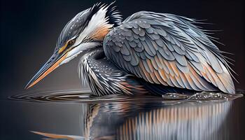 animale eleganza riflessa nel blu stagno acqua generato di ai foto