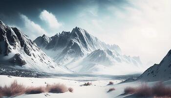 inverno montagna gamma ghiaccio e brina bellezza generato di ai foto