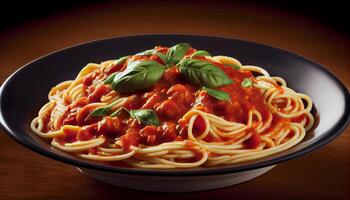 fresco pasta piatto con pomodoro e erbe aromatiche generato di ai foto