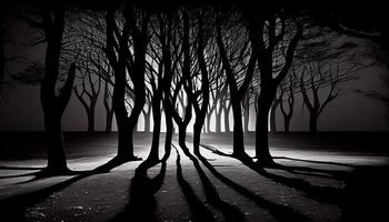 spaventoso silhouette di albero ramo nel foresta mistero ,generativo ai foto
