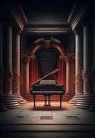 maestoso vecchio pianoforte nel elegante classico ambientazione ,generativo ai foto