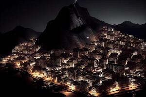 notte paesaggio urbano illuminato di lampione e architettura ,generativo ai foto