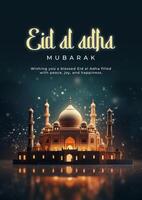 eid al adha mubarak manifesto. illustrazione ai generativo foto