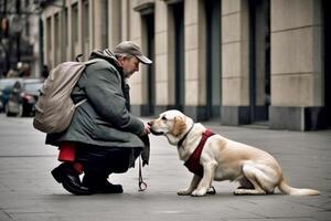 cane nel vero vita, contento momento con animale domestico ai generativo foto