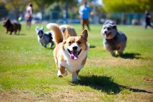 cane nel vero vita, contento momento con animale domestico ai generativo foto