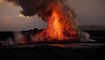 ardente naturale fenomeno fiamma, calore, Fumo, fisico struttura, distruzione, inquinamento generato di ai foto