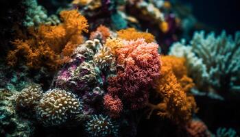 colorato mare vita prospera nel subacqueo scogliera generato di ai foto