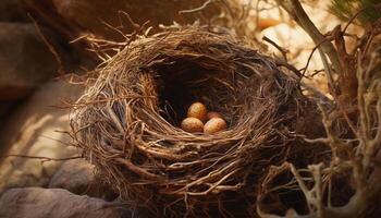 nuovo vita tratteggio nel casetta per gli uccelli, natura bellezza generato di ai foto