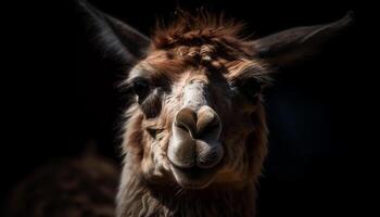 carino alpaca e asino posa per ritratto generato di ai foto