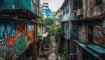 colorato culture dipingere città caos con creatività generato di ai foto