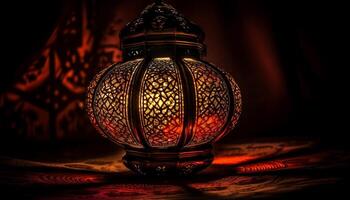 raggiante lanterna di vecchio Arabo eleganza brilla brillantemente generato di ai foto