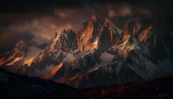 maestoso alba pause al di sopra di tranquillo montagna gamma generato di ai foto