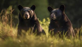 giovane mammifero a piedi nel verde foresta prato generato di ai foto