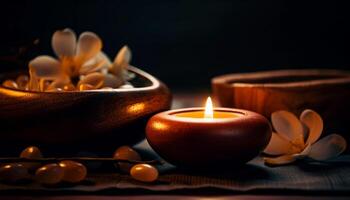 ardente candela si accende ciotola la creazione di aromaterapia terme trattamento generato di ai foto