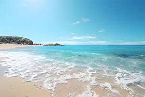 cristallo chiaro e vuoto spiaggia su un' luminosa fotografia generativo ai foto