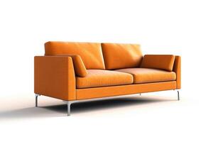 azione Foto di 3d moderno divano su un' bianca sfondo generativo ai