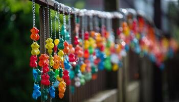 divertimento all'aperto estate collana con colorato perline generato di ai foto