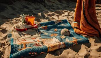sabbia, sole, e divertimento il Perfetto vacanza generato di ai foto