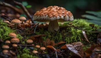 freschezza e Pericolo nel macchiato fungo velenoso bellezza generato di ai foto