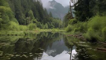 tranquillo scena di autunno montagna riflessione bellezza generato di ai foto