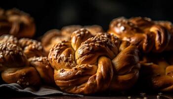 appena al forno fatti in casa Pasticcino Impasto, dolce indulgenza generato di ai foto