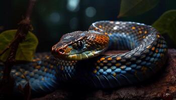 velenoso vipera nel tropicale foresta pluviale su vicino generato di ai foto