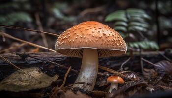 buongustaio commestibile fungo velenoso crescita nel foresta prato generato di ai foto