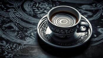 caffè tazza su legna tavolo generato di ai foto