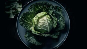 biologico cavolo e Savoia cavolo insalata ciotola generato di ai foto