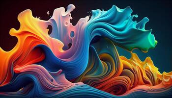 Multi colorato onda modello fondale con fluente liquido generato di ai foto