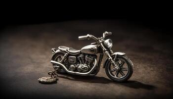 brillante metallo motociclo, vecchio stile eleganza nel nero e bianca generato di ai foto