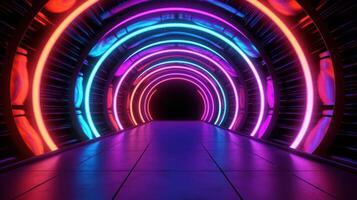 futuristico neon sfondo. illustrazione ai generativo foto