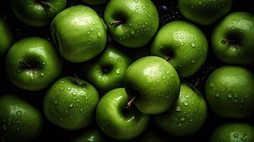 un' lotto di fresco verde mele senza soluzione di continuità sfondo ai generato foto