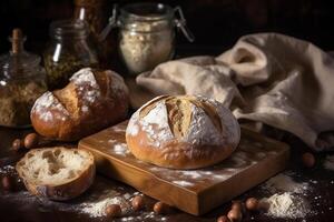 pane con lour Prodotto fotografia disposizione. ai generato foto