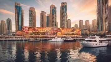 dubai marina simbolo di jumeirah spiaggia e il città di dubai, unito arabo Emirates generativo ai variazione 1 foto