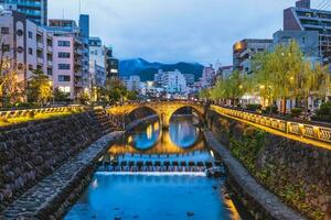 meganebashi o spettacoli ponte, megane ponte, nel nagasaki, kyushu, Giappone. foto