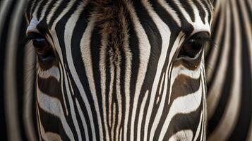 avvicinamento tiro di un' zebra occhio. ai generato foto