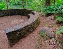 muro di pietra nel bosco una scena della foresta al punto di vista del fiume mckenzie a nord delle sorgenti di belknap o foto