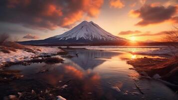 tramonto vedere di il bene di magma. ai generato foto