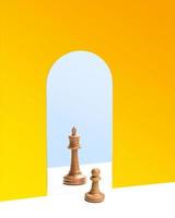 pedina degli scacchi davanti al riflesso della regina degli scacchi nello specchio