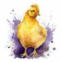 carino acquerello giallo pollo. illustrazione ai generativo foto