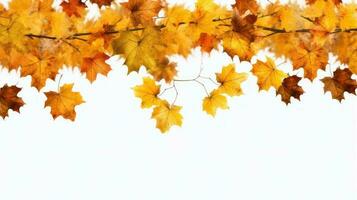 autunno le foglie confine isolato. illustrazione ai generativo foto