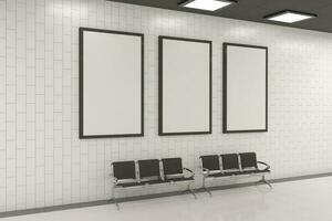 manifesto e tabellone modello metropolitana segni modello nel metro treno stazione foto