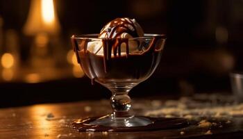 buongustaio cioccolato whisky cocktail versato al di sopra di ghiaccio generato di ai foto