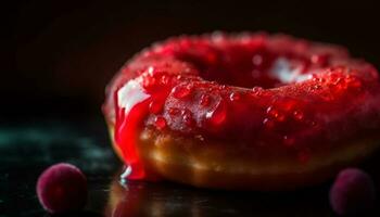 indulgente buongustaio dolce piatto con dolce frutti di bosco generato di ai foto