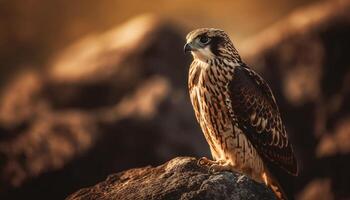 maestoso uccello di preda perching su ramo generato di ai foto